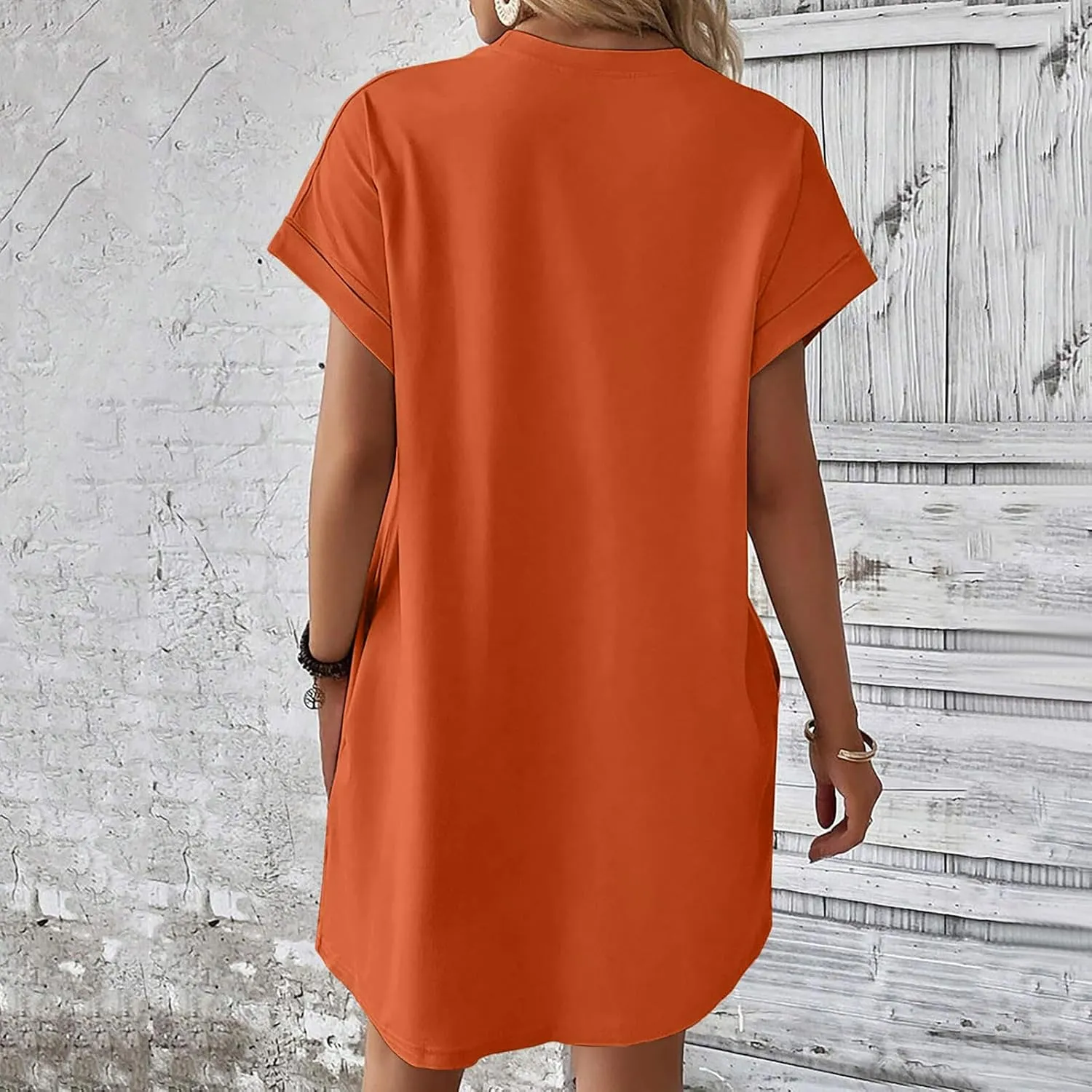 Womens T Shirt Dress Casual Cotton Short Sleeve Crewneck Tunic Midi Dress with Pockets Summer Holiday Sundresses for Women