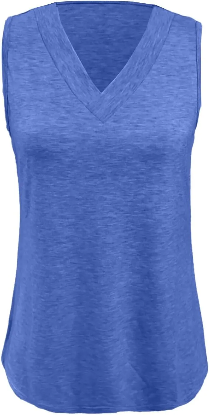 Womens Tank Tops 2025 Sleeveless Summer Vacation Beach Tee Shirt Loose Fit Casual T-Shirt