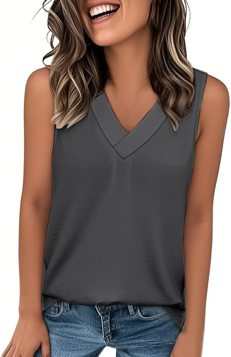 Womens Tank Tops 2025 Sleeveless Summer Vacation Beach Tee Shirt Loose Fit Casual T-Shirt
