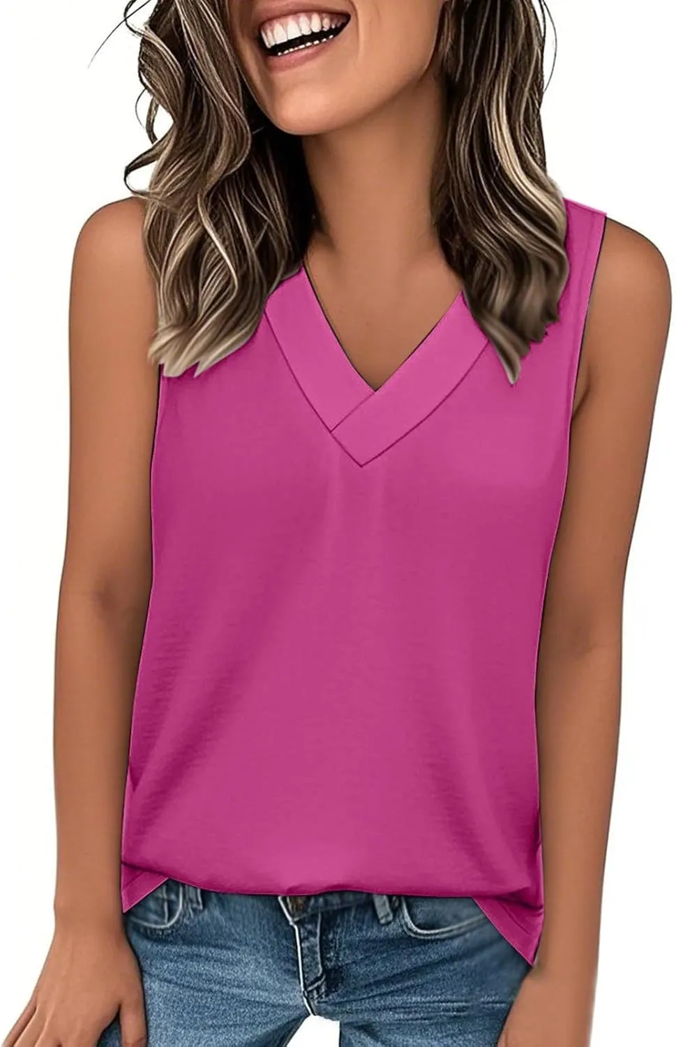 Womens Tank Tops 2025 Sleeveless Summer Vacation Beach Tee Shirt Loose Fit Casual T-Shirt