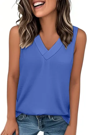 Womens Tank Tops 2025 Sleeveless Summer Vacation Beach Tee Shirt Loose Fit Casual T-Shirt