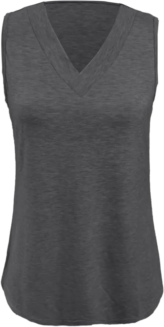 Womens Tank Tops 2025 Sleeveless Summer Vacation Beach Tee Shirt Loose Fit Casual T-Shirt