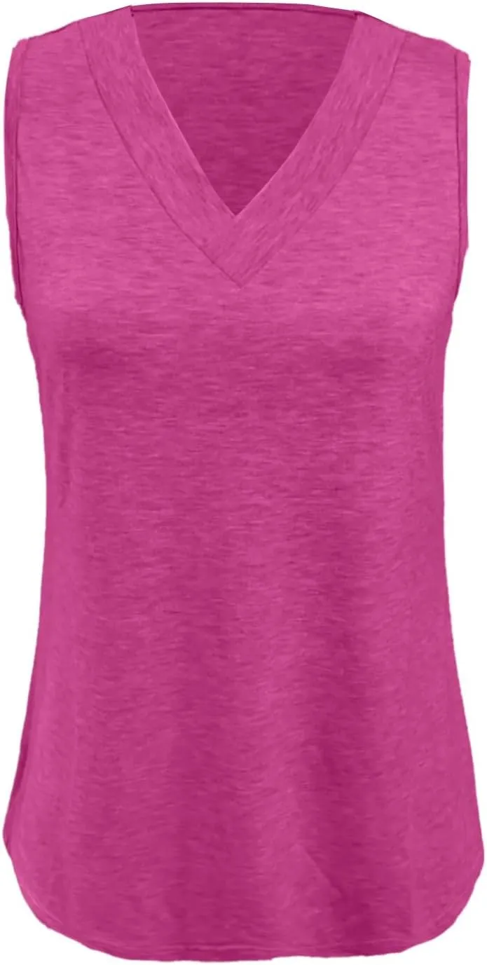 Womens Tank Tops 2025 Sleeveless Summer Vacation Beach Tee Shirt Loose Fit Casual T-Shirt