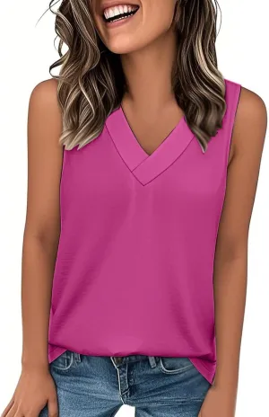 Womens Tank Tops 2025 Sleeveless Summer Vacation Beach Tee Shirt Loose Fit Casual T-Shirt