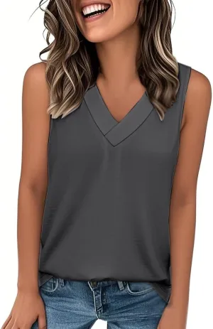Womens Tank Tops 2025 Sleeveless Summer Vacation Beach Tee Shirt Loose Fit Casual T-Shirt