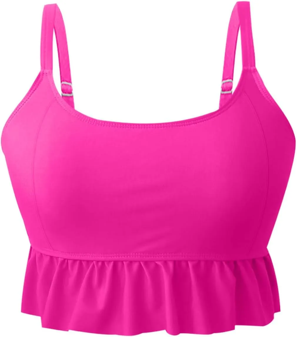 Womens Tankini Set Tropical Hawaii High Waisted Bikini Bathing Suits 2 Piece Swim Tank Top with Boy Shorts Swimsuits