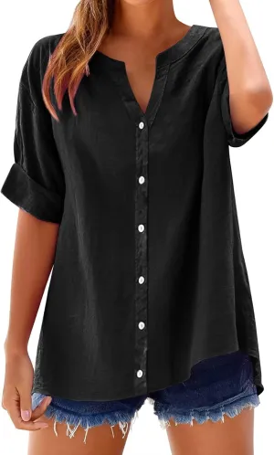 Women's Tops Top Stand Solid Color Sleeve Collar Casual Women's Shirt Women's Shirt Ladies Tunic Tshirt