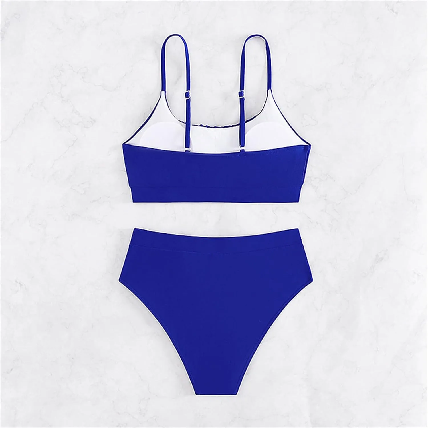 Women's Two Piece Swimsuit Sexy Swimsuit Solid Color High Waisted Bikini Swimsuit Plus Bathing Suits
