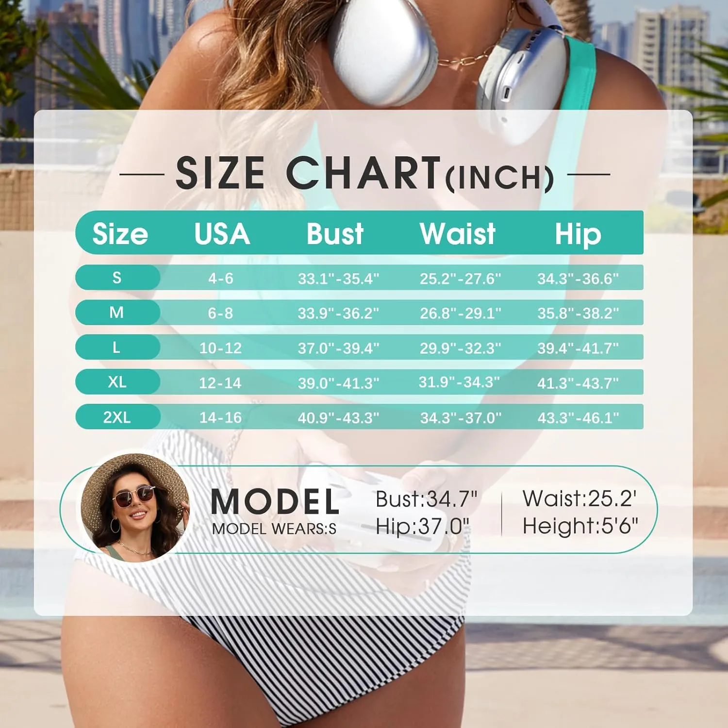 Women's Two Piece Swimsuits Bikini High Waisted Bathing Suit for Wome Sets Scoop Neck Adjustable Straps Sporty