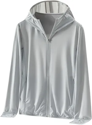 Women's UPF 50  Sun Protection Jacket Full Zip Hooded Cooling Shirt with Pocket Hiking Outdoor Performance Rash Guard