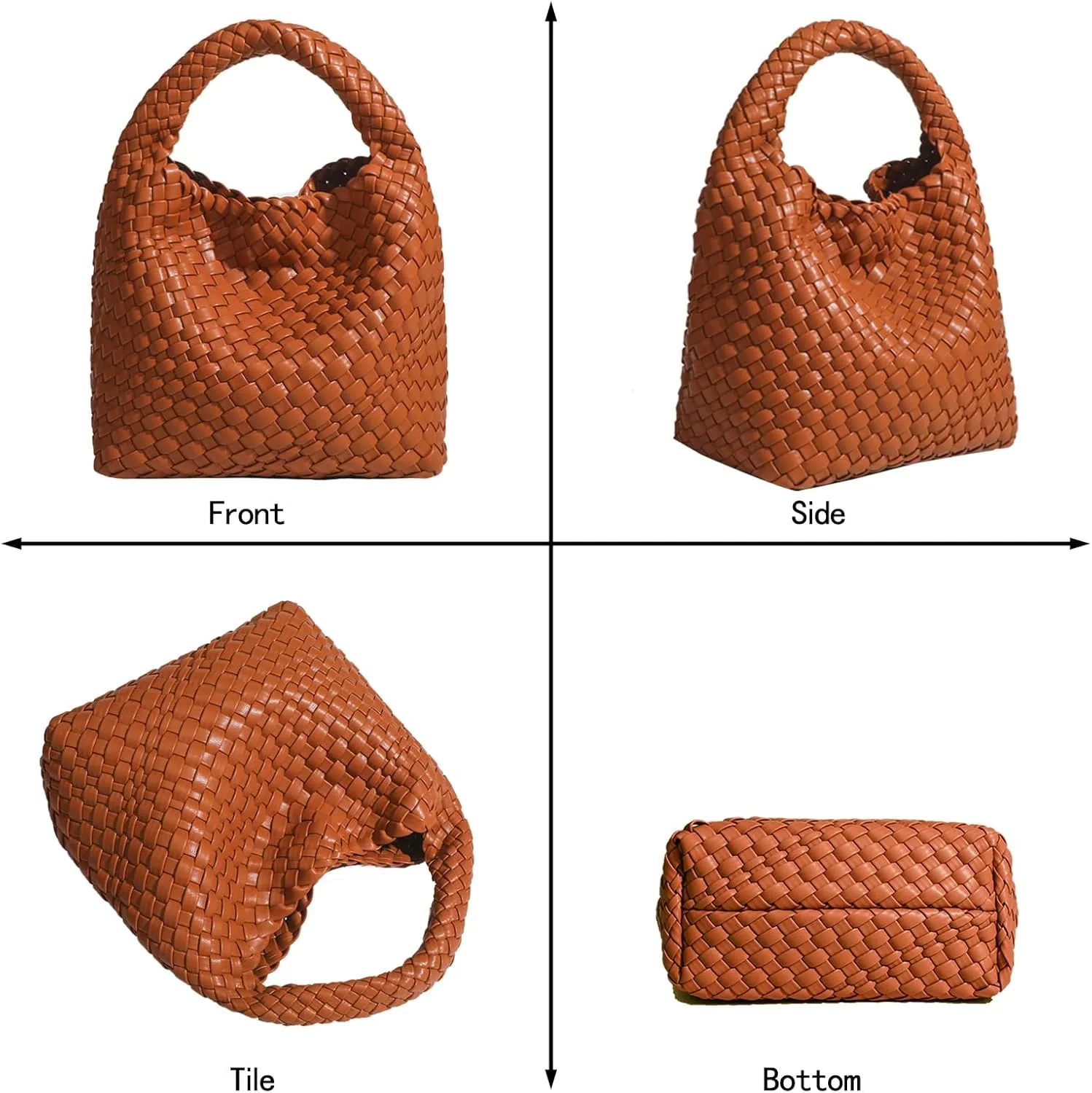 Woven Tote Bag For Women, Soft Foldable Top-Handle Wristlet Bag, Fashion Hobo Handbag, Composite Bag with Coin Purse