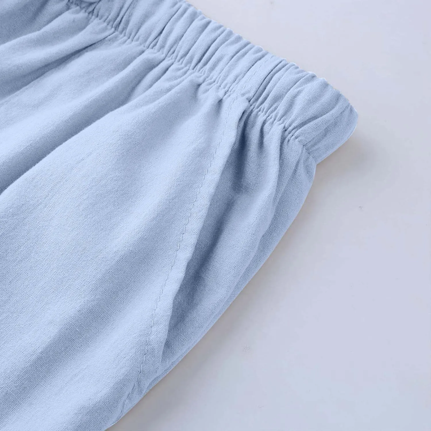 Xiaojmake Mens Casual Linen Pants Elastic Waist Drawstring Fall Loose Fit Baggy Beach Pants Lightweight Trousers with Pockets