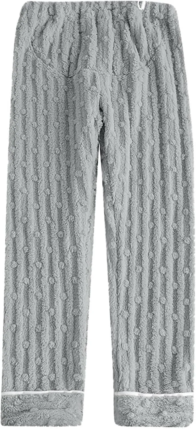 Xiaojmake Men's Fleece Pajamas Pants Fuzzy PJ Pants with Pockets Thicken Warm Winter Long Pants Lounge Pants Cozy Sleepwear