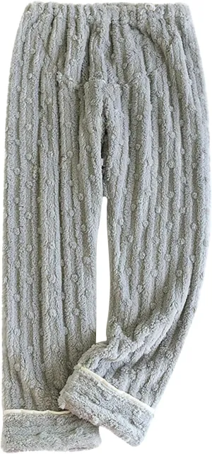 Xiaojmake Men's Fleece Pajamas Pants Fuzzy PJ Pants with Pockets Thicken Warm Winter Long Pants Lounge Pants Cozy Sleepwear