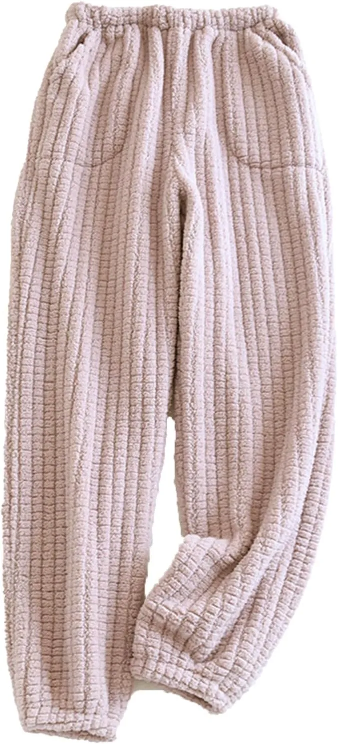 Xiaojmake Womens Fleece Pajama Pants Comfy Warm Pajama Lounge Bottom Warm Long Pants Sleepwear Velvet Home Pants with Pockets