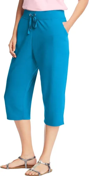 YOLAI Women's Yoga Capri Pants Casual Straight Leg Sweatpants Drawstring Cropped Trousers with Pockets