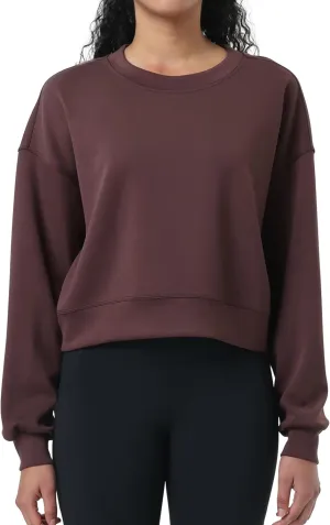 YUNOGA Women's Crewneck Sweatshirt Casual Cropped Pullover Long Sleeves Workout Sweatshirt Tops