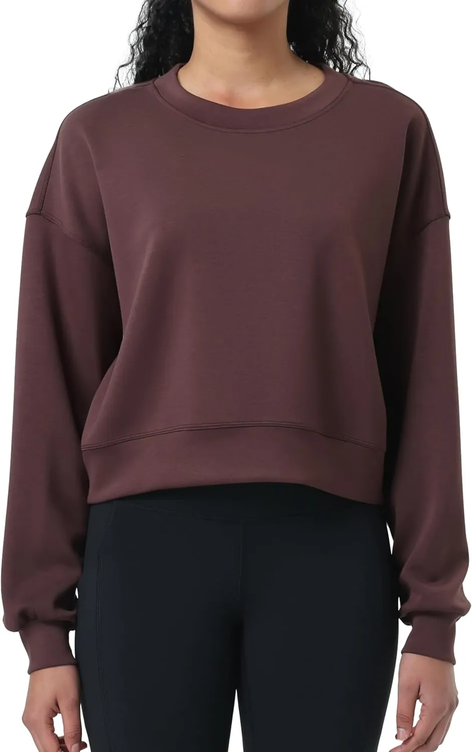 YUNOGA Women's Crewneck Sweatshirt Casual Cropped Pullover Long Sleeves Workout Sweatshirt Tops