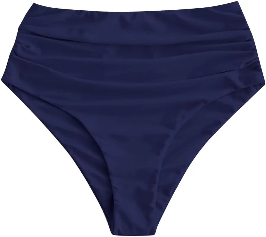 ZAFUL Women High Waisted Bikini Bottoms Ruched Swimsuit Bottom Tummy Control Bathing Suit Bottoms