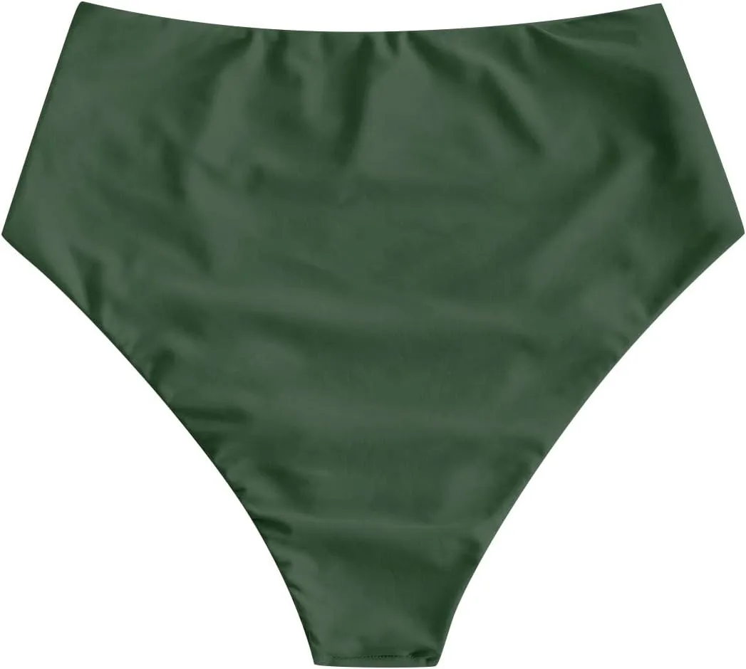 ZAFUL Women High Waisted Bikini Bottoms Ruched Swimsuit Bottom Tummy Control Bathing Suit Bottoms