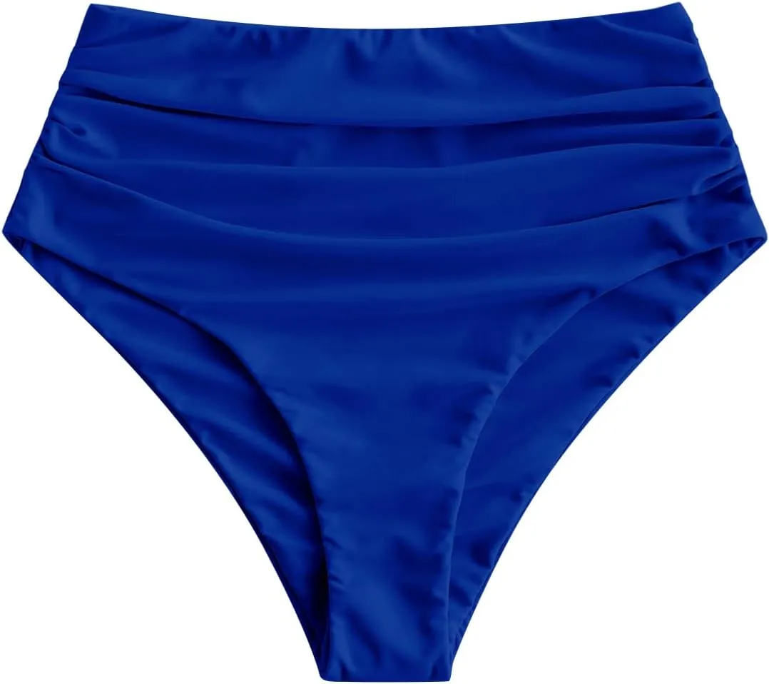 ZAFUL Women High Waisted Bikini Bottoms Ruched Swimsuit Bottom Tummy Control Bathing Suit Bottoms