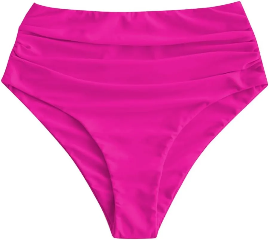 ZAFUL Women High Waisted Bikini Bottoms Ruched Swimsuit Bottom Tummy Control Bathing Suit Bottoms