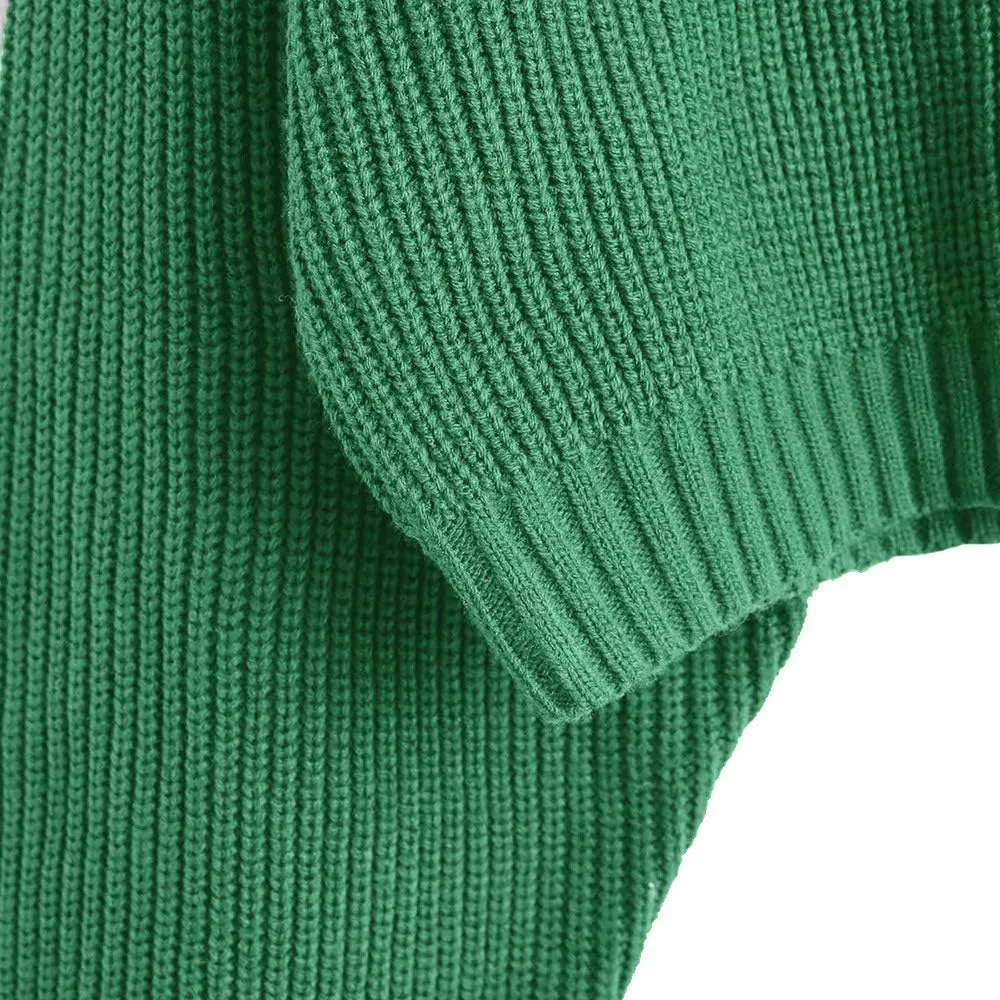 ZAFUL Women's Pullover Sweater Drop Shoulder Plain Knitted Cropped Sweater Pullover Solid Long Sleeve Cropped Tops