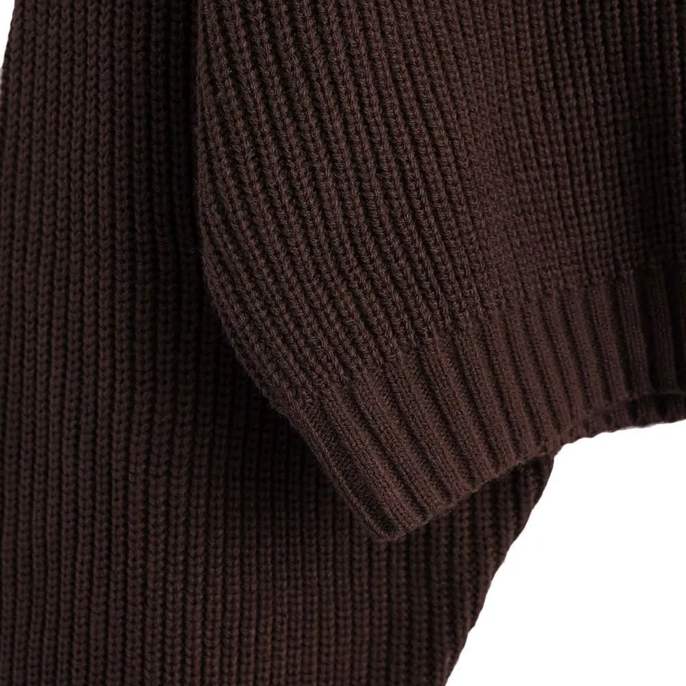 ZAFUL Women's Pullover Sweater Drop Shoulder Plain Knitted Cropped Sweater Pullover Solid Long Sleeve Cropped Tops