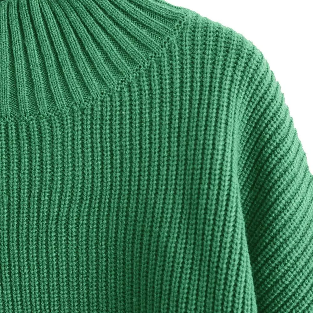 ZAFUL Women's Pullover Sweater Drop Shoulder Plain Knitted Cropped Sweater Pullover Solid Long Sleeve Cropped Tops