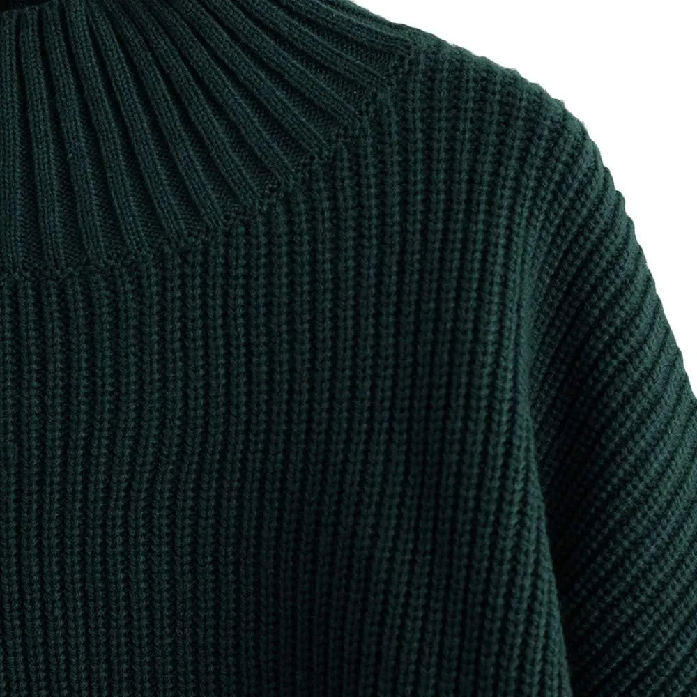 ZAFUL Women's Pullover Sweater Drop Shoulder Plain Knitted Cropped Sweater Pullover Solid Long Sleeve Cropped Tops