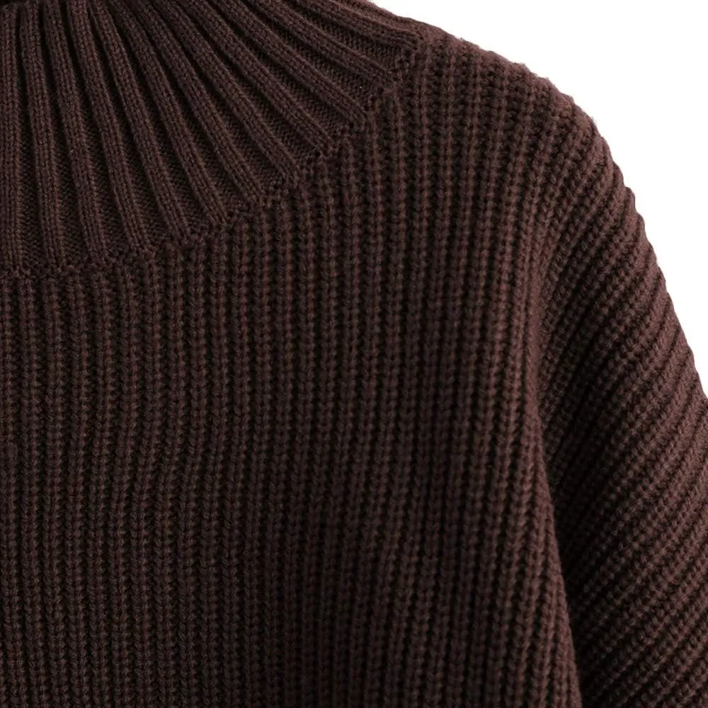 ZAFUL Women's Pullover Sweater Drop Shoulder Plain Knitted Cropped Sweater Pullover Solid Long Sleeve Cropped Tops