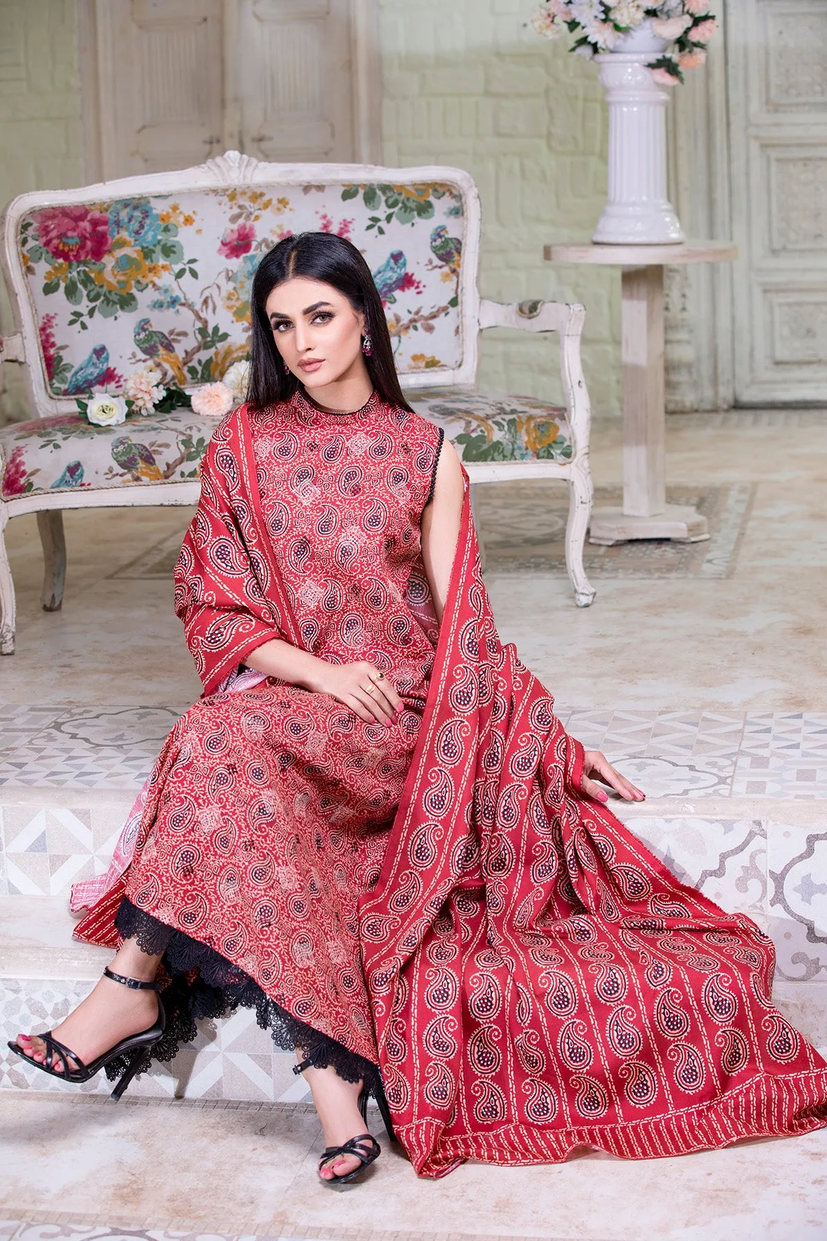 ZIBA Khaddar Embroidered Frock