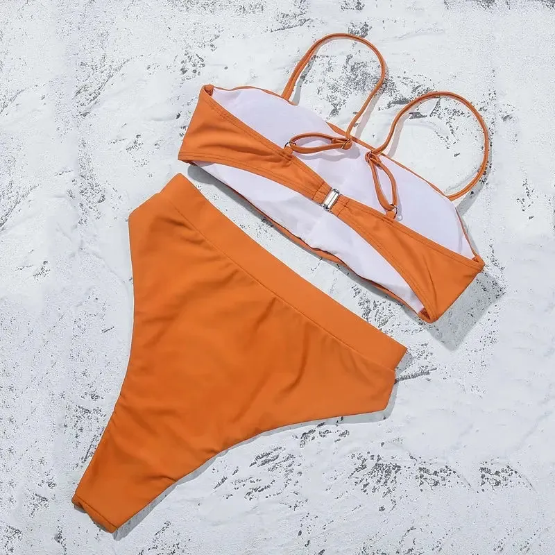 ZTVitality Sexy Bikinis Solid Push Up Bikini 2021 Hot Sale Padded Bra Straps High Waist Swimsuit Female Swimwear Women Biquini