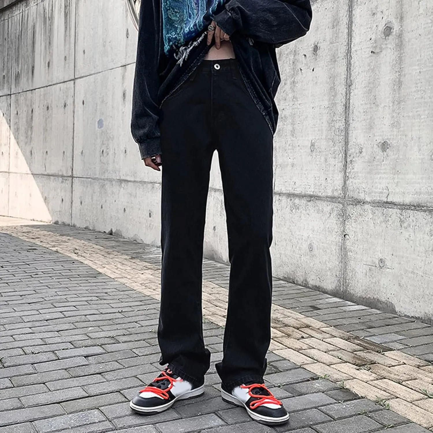 ZYXTIM Mens Retro Relaxed Fit Boot Cut Jean Tapered Stretch Casual Comfort Utility Work Pant Harajuku Streetwear Biker Jeans