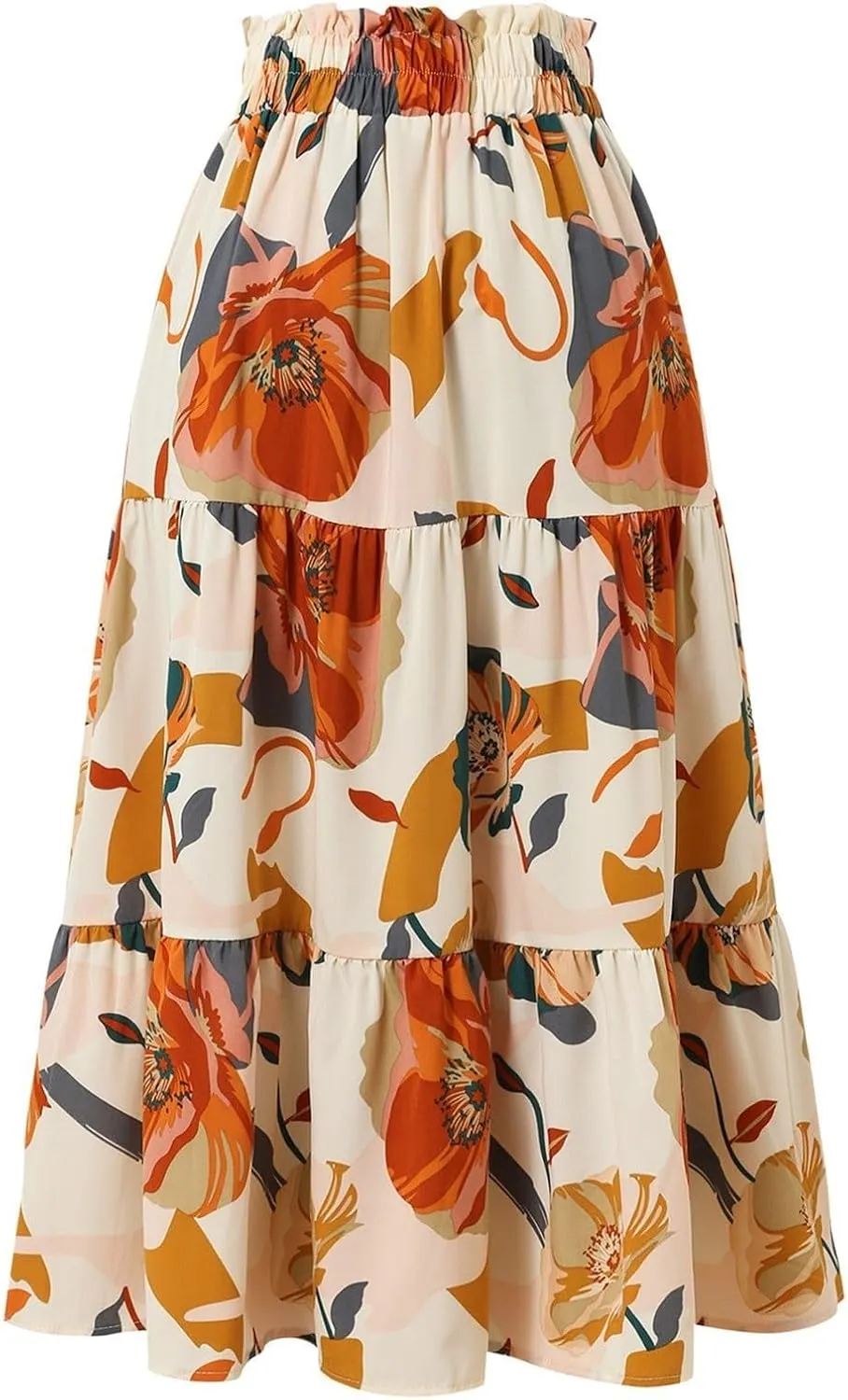 ZYXTIM Women's 2025 Bohemian Long Skirts Tiered Elastic High Waisted Summer Floral Maxi Skirt Vacation Flowy Swing Sundress