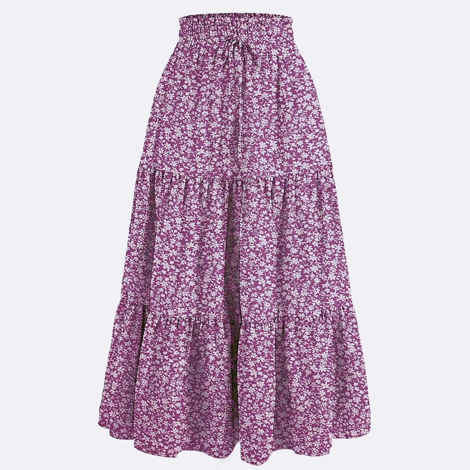 ZYXTIM Women's 2025 Bohemian Long Skirts Tiered Elastic High Waisted Summer Floral Maxi Skirt Vacation Flowy Swing Sundress