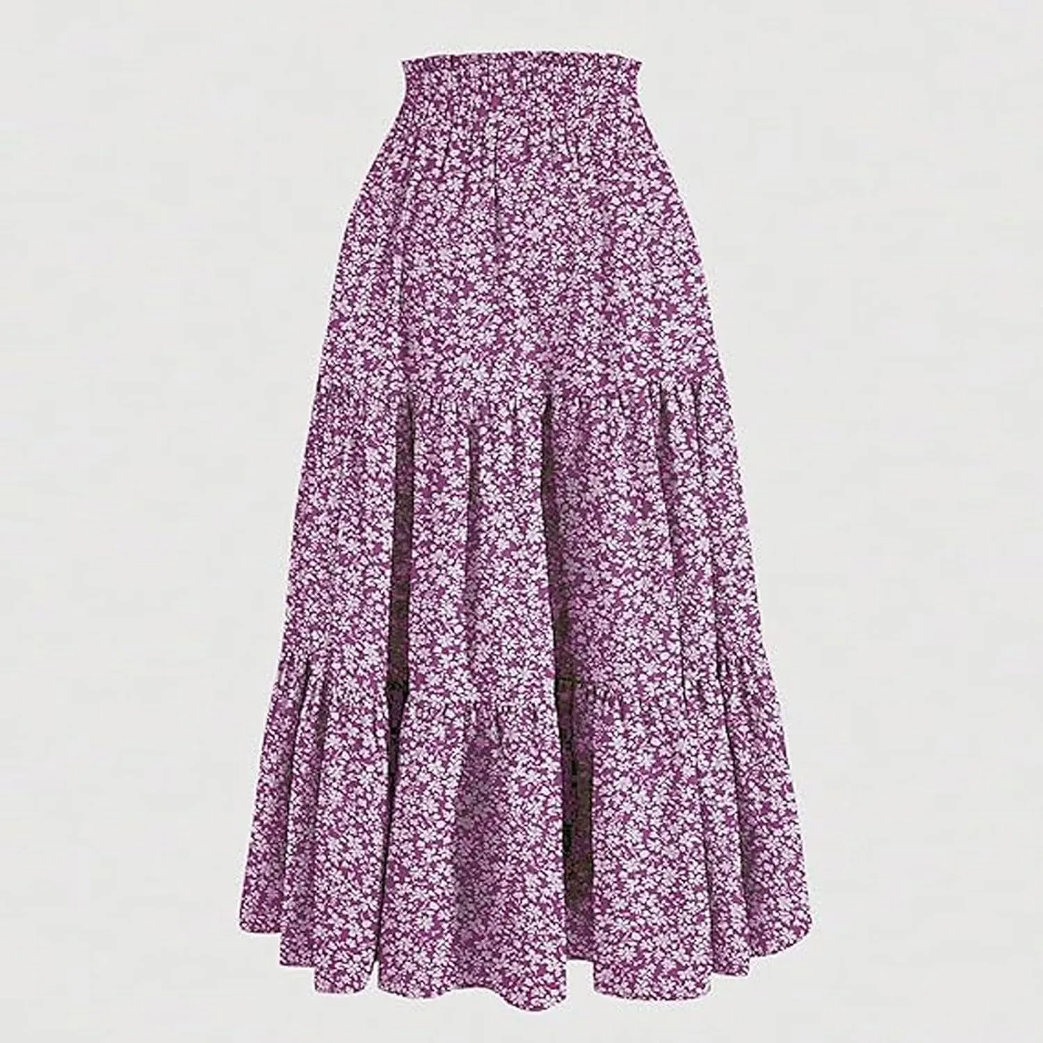 ZYXTIM Women's 2025 Bohemian Long Skirts Tiered Elastic High Waisted Summer Floral Maxi Skirt Vacation Flowy Swing Sundress